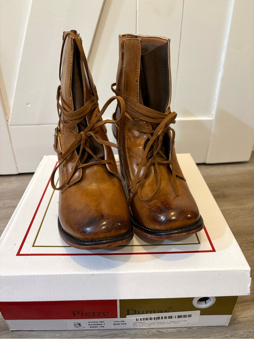 Pierre Dumas Tan Lace-Up Ankle Boots